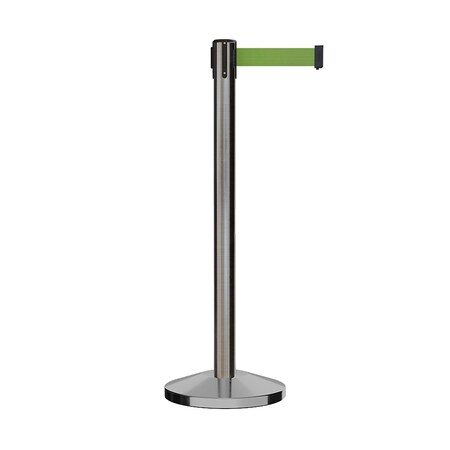 Montour Line Stanchion Belt Barrier Sat.Steel Post 13ft. Green Belt ES400-SS-GN-130